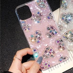 Pink bling crystal iphone X phone case